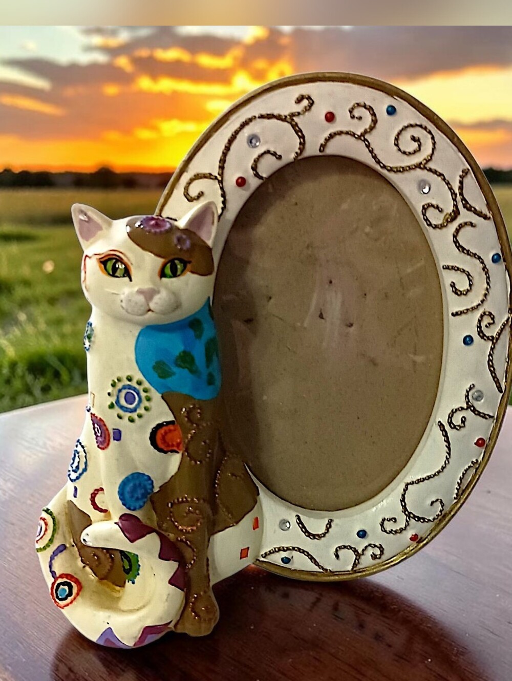 Kleo Kats Mini Cat‎ Picture Photo Frame Hand Painted Whimsical Collectible Resin